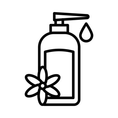 Nemlendirici losyon şişesi simgesi doğrusal logo işaretleri web için siyah beyaz olarak belirlendi