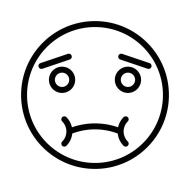 Mide bulandırıcı emoji simgesi doğrusal logo işaretleri web için siyah beyaz olarak belirlendi