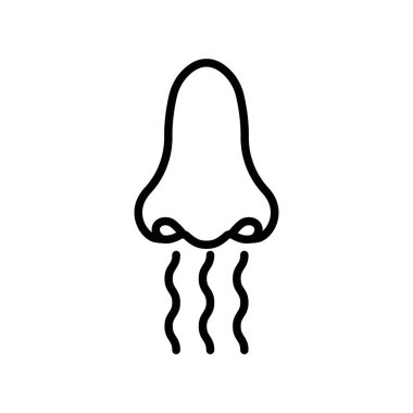 Ağlar için siyah ve beyaz renkli duman simgesi doğrusal logo işaretli burun