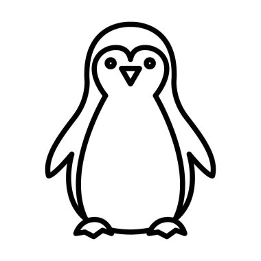 Penguen simgesi doğrusal logo işareti web için siyah beyaz olarak belirlendi