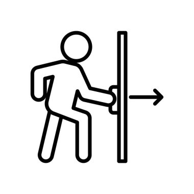 Kapıdaki simge doğrusal logo simgesi koleksiyonunu ağ için siyah ve beyaz olarak ayarla