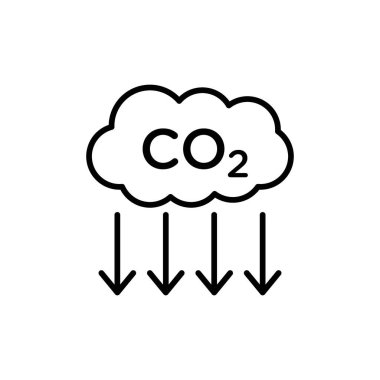Karbondioksit CO2 simgesi doğrusal logo işaretini Ağ için siyah beyaz olarak ayarla