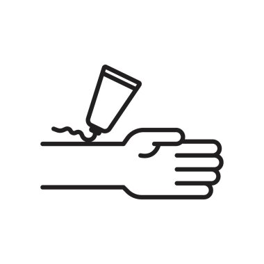 Kol simgesindeki rahatlatıcı jel doğrusal logo işareti web için siyah beyaz olarak ayarlandı