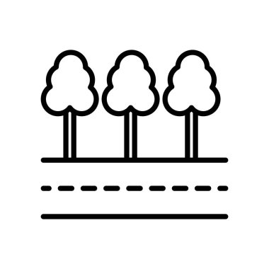 Ağ için peyzaj simgesi doğrusal logo işareti üzerindeki yol siyah-beyaz koleksiyonu