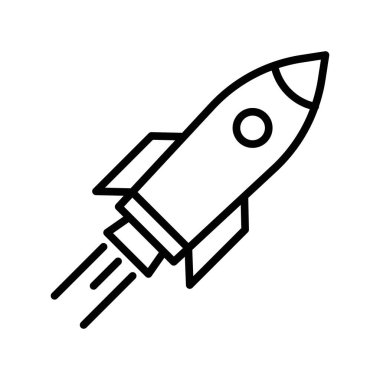 Roket simgesi doğrusal logo işareti web için siyah beyaz olarak belirlendi