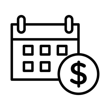 maaş günü ikonu doğrusal logo işareti web için siyah beyaz koleksiyonu