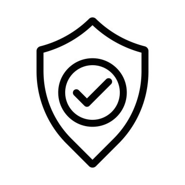 Kalkan simgesi doğrusal logo işareti web için siyah beyaz olarak belirlendi