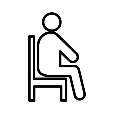 Oturan simge doğrusal logo işareti web için siyah-beyaz koleksiyonu