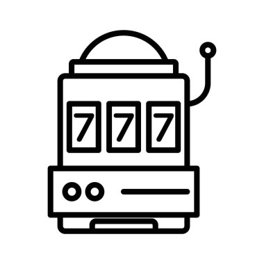 slot makinesi simgesi doğrusal logo işareti web için siyah beyaz koleksiyonu