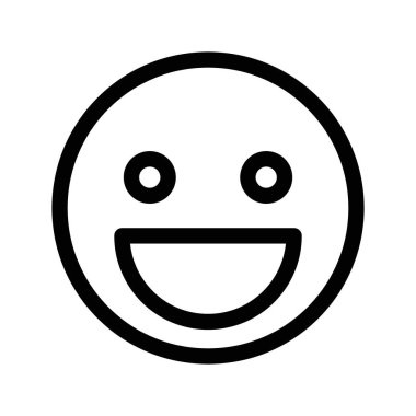 Gülümseme simgesi doğrusal logo işareti web için siyah beyaz olarak belirlendi