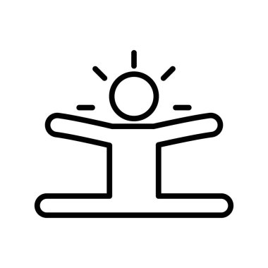 Bacaklarını ayır egzersiz simgesi doğrusal logo işareti web için siyah ve beyaz olarak belirlendi