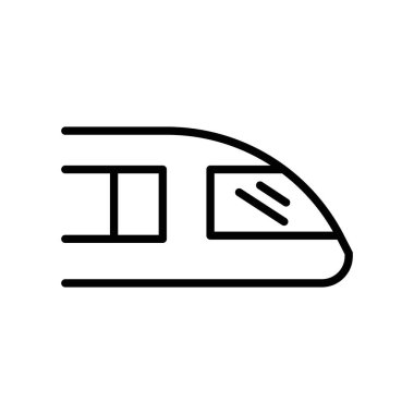 Metro yüksek hız tren simgesi doğrusal logo işareti web için siyah ve beyaz olarak belirlendi