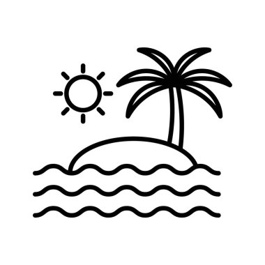 Yaz tatili simgesi doğrusal logo işaretleri web için siyah beyaz olarak belirlendi