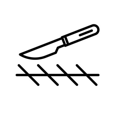 cerrahi simge doğrusal logo işareti web için siyah ve beyaz olarak koleksiyon ayarlandı