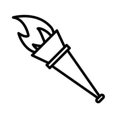 Meşale alevi simgesi doğrusal logo işareti web için siyah beyaz koleksiyon olarak ayarlandı