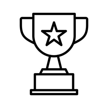 Yıldız simgesi doğrusal logo işaretli hatıra kupası web için siyah beyaz olarak belirlendi