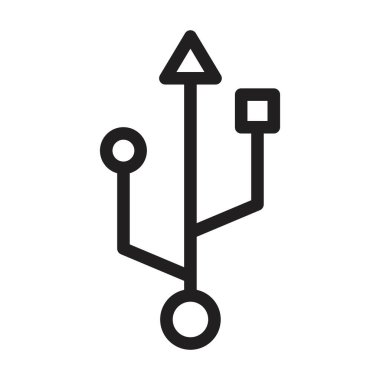 Web için siyah ve beyaz olarak Usb simgesi doğrusal logo işareti koleksiyonu