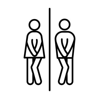 wc tuvalet kapısı simgesi doğrusal logo işareti web için siyah ve beyaz koleksiyonu