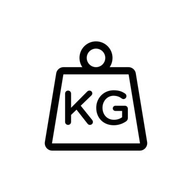 Ağırlık kg simgesi doğrusal logo işareti web için siyah beyaz olarak belirlendi