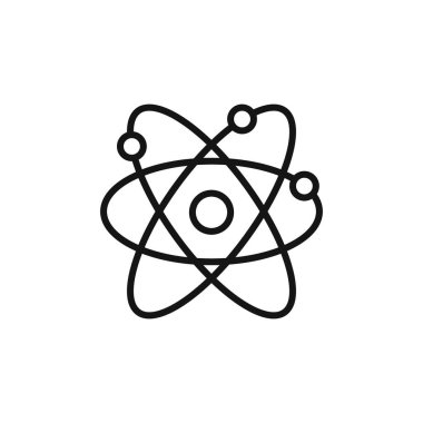 Atom bilimsel simgesi taslak koleksiyonu ya da siyah ve beyaz ana hatlarıyla ayarlandı