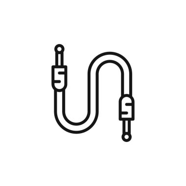 AUX kablo simgesi taslak koleksiyonu ya da siyah ve beyaz ana hatlarıyla ayarlandı