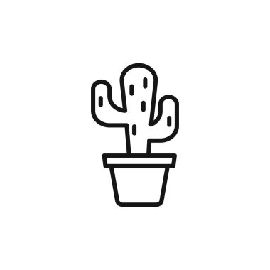 Kaktüs simgesi ana hatları koleksiyonu ya da siyah ve beyaz ana hatlarıyla ayarlanmış