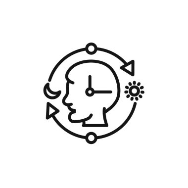 Circadian rhythms icon outline collection or set in black and white outline clipart