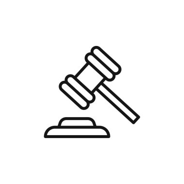 Gavel simgesi özet koleksiyonu ya da siyah ve beyaz ana hatlarıyla ayarlandı