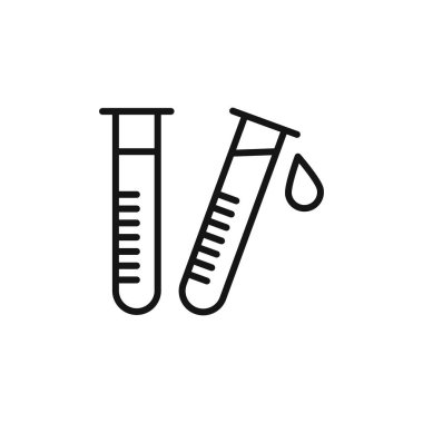 Laboratuvar test simgesi ana hatları koleksiyonu ya da siyah beyaz ana hatlarıyla ayarlandı