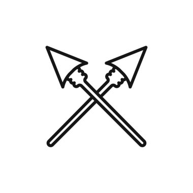 Mızrak simgesi taslak koleksiyonu veya siyah ve beyaz ana hatlarıyla ayarlanır