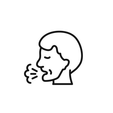 Erkek öksürük simgesi taslak koleksiyonu ya da siyah beyaz ana hatlarıyla ayarlanır