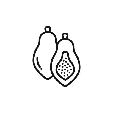 Papaya simgesi özet koleksiyonu ya da siyah beyaz ana hatlarıyla ayarlanmış