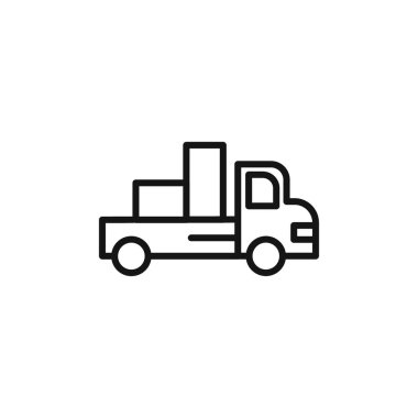 Kamyonet simgesi taslak koleksiyonu ya da siyah beyaz ana hatlarıyla ayarlandı