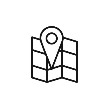 Bir harita simgesi ana hatları koleksiyonunu iğnele ya da siyah ve beyaz ana hatlarıyla ayarla