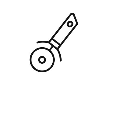 Pizza Cuttier simgesi taslak koleksiyonu ya da siyah beyaz ana hatlarıyla ayarlanmış