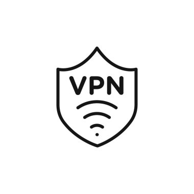 VPN simge taslak koleksiyonu ya da siyah ve beyaz ana hatlarıyla ayarlandı