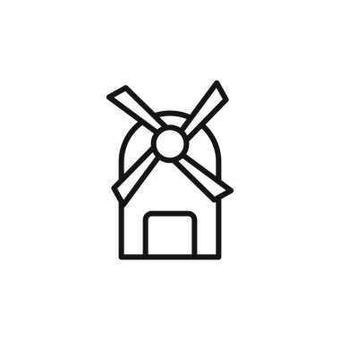 Rüzgar değirmeni simgesi taslak koleksiyonu ya da siyah beyaz ana hatlarla ayarlanır