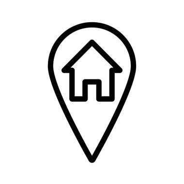 Web için siyah ve beyaz olarak adres simgesi doğrusal logo işareti koleksiyonu