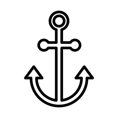 Çapa simgesi doğrusal logo işareti web için siyah beyaz olarak belirlendi