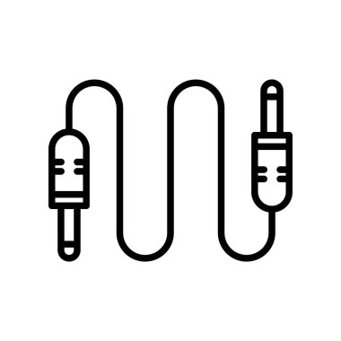 AUX kablo simgesi doğrusal logo işareti web için siyah ve beyaz olarak belirlendi