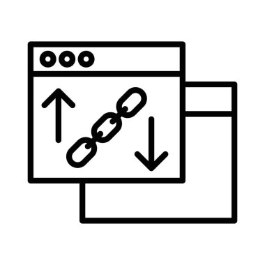 Arka bağlantı simgesi doğrusal logo işareti web için siyah beyaz olarak belirlendi