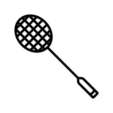 Badminton raket simgesi doğrusal logo işareti web için siyah-beyaz koleksiyonu