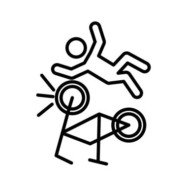 becycle kaza simgesi doğrusal logo işareti web için siyah-beyaz koleksiyonu