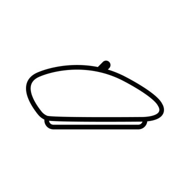 Beret simgesi doğrusal logo işareti web için siyah beyaz olarak belirlendi