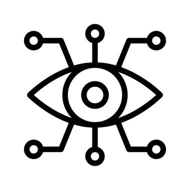 Biyonik göz simgesi doğrusal logo işareti web için siyah beyaz olarak belirlendi