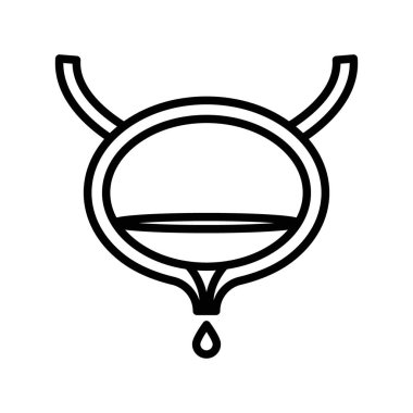 Sidik torbası sifon simgesi doğrusal logo işareti web için siyah ve beyaz olarak düzenlendi