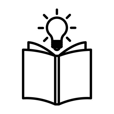 Ampul simgesi doğrusal logo işaretli kitap web için siyah ve beyaz olarak ayarlandı