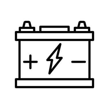 Araba Bataryası simgesi doğrusal logo işareti web için siyah beyaz olarak belirlendi