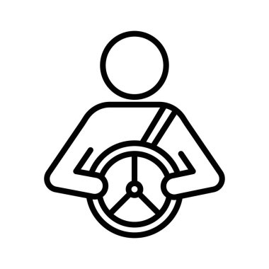 araba sürücüsü simgesi doğrusal logo işareti web için siyah-beyaz koleksiyonu