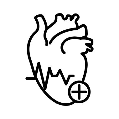 Kardiyoloji simgesi doğrusal logo işareti web için siyah beyaz olarak belirlendi